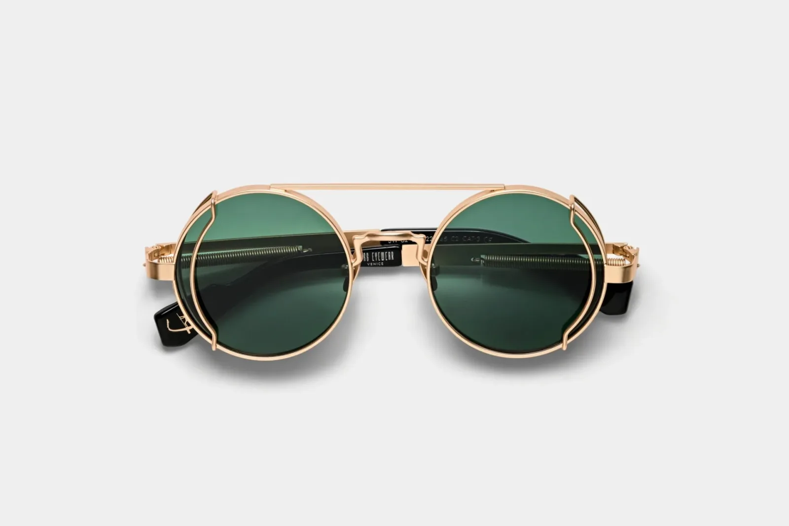 Swag Eyewear SW-02 Gold Green metal sunglasses, authorized collaboration reference, front view