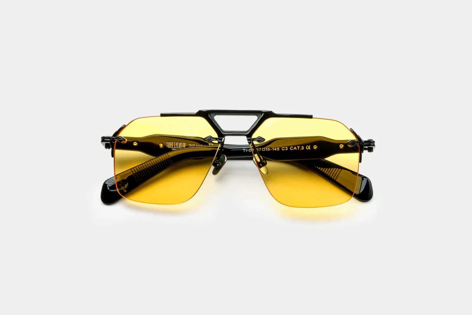 Swag Eyewear TI-03 Black metal sunglasses, authorized collaboration reference, front view